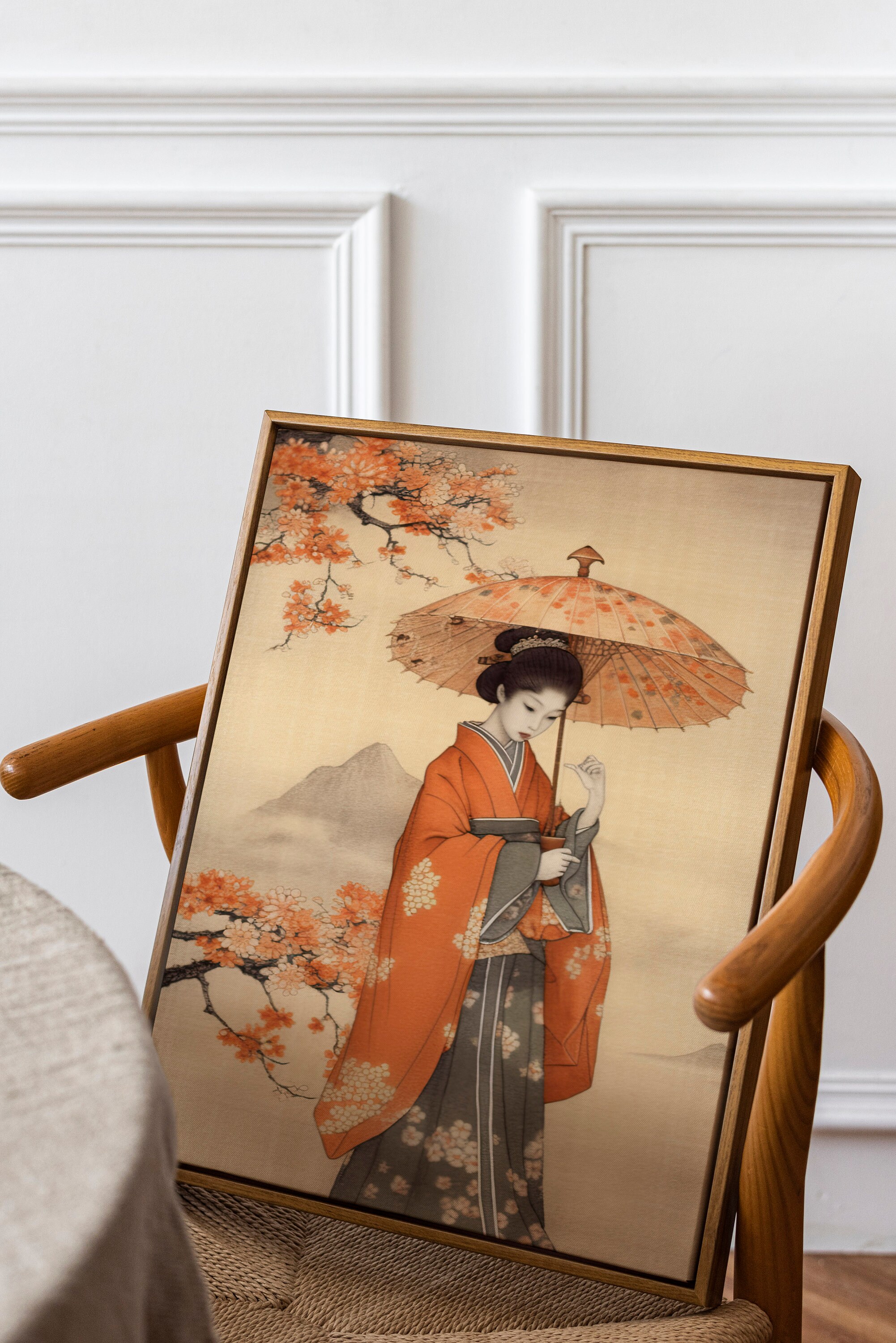 Japanese Geisha Painting Art Print Antique Canvas Art Print Etsy