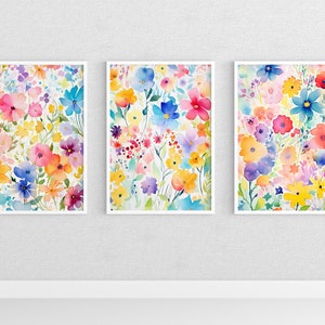 Watercolor Wildflower Prints Set | Vibrant Floral Wall Art (Digital Download)