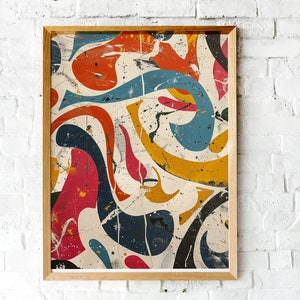 Colorful Abstract Art Print | Vibrant Swirls Wall Decor | Modern Dynamic Painting