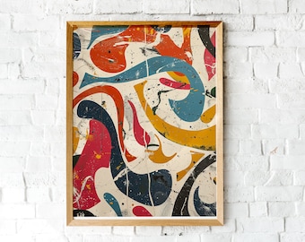 Colorful Abstract Art Print | Vibrant Swirls Wall Decor | Modern Dynamic Painting
