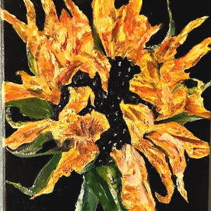 Sunflower Oil Painting on Canvas 12x6x1.5&quot; | Time to Say Goodbye Wall Art Home Decor Gift