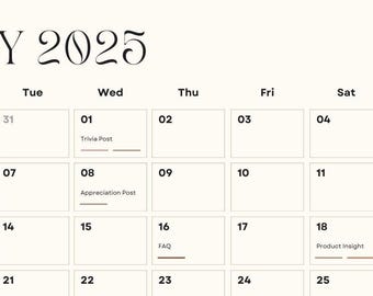 Calendário de Conteúdo Chic de 2025