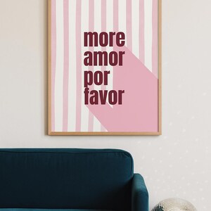 More Amor Por Favor Poster – Spanish Love Quote Wall Art, Minimalist Pink Printable, Romantic Home Decor, Digital Download