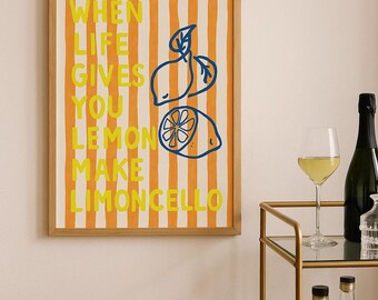 Impressão de limão Limoncello – Arte para carrinho de bar de cozinha italiana (Download digital)