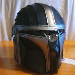 Steampunk Mandolorian Leather Helmet