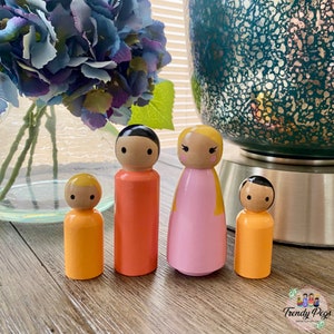 Boy family peg doll set, Custom peg dolls, Customized peg doll family, peg dolls for boys