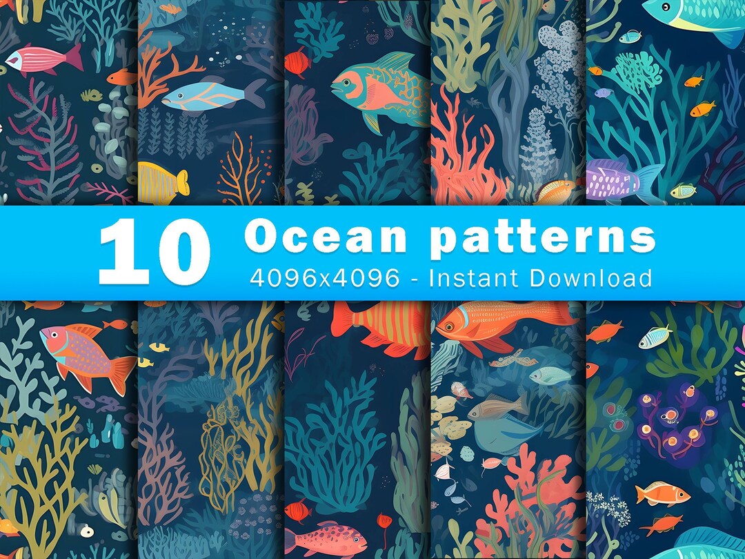 Vintage Ocean - Seamless Prints, Ocean Digital Paper, Ocean Repeating ...
