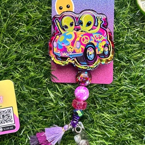 Lisa Frank Alien Car Badge Reel