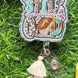 Faith Over Fear Badge Reel | Christian Chaplain ID Clip | Religious Badge Holder | Spiritual Nurse Gift | Inspirational Work Accessory