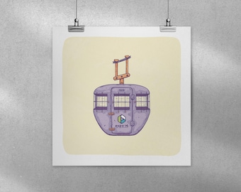 Expo 74 Gondola Illustrated 8x8 Digital Print / Spokane Icons Series / Spokane, Washington