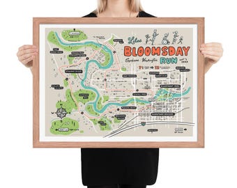Spokane - Bloomsday Course Map - Framed