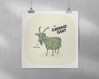 Garbage Goat Illustrated 10x10 Digital Print / Spokane Icons Series / Spokane Washington