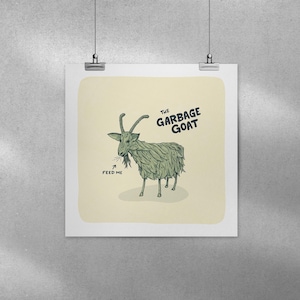 Garbage Goat Illustrated 10x10 Digital Print / Spokane Icons Series / Spokane Washington