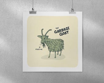 Garbage Goat Illustrated 8x8 Digital Print / Spokane Icons Series / Spokane, WA