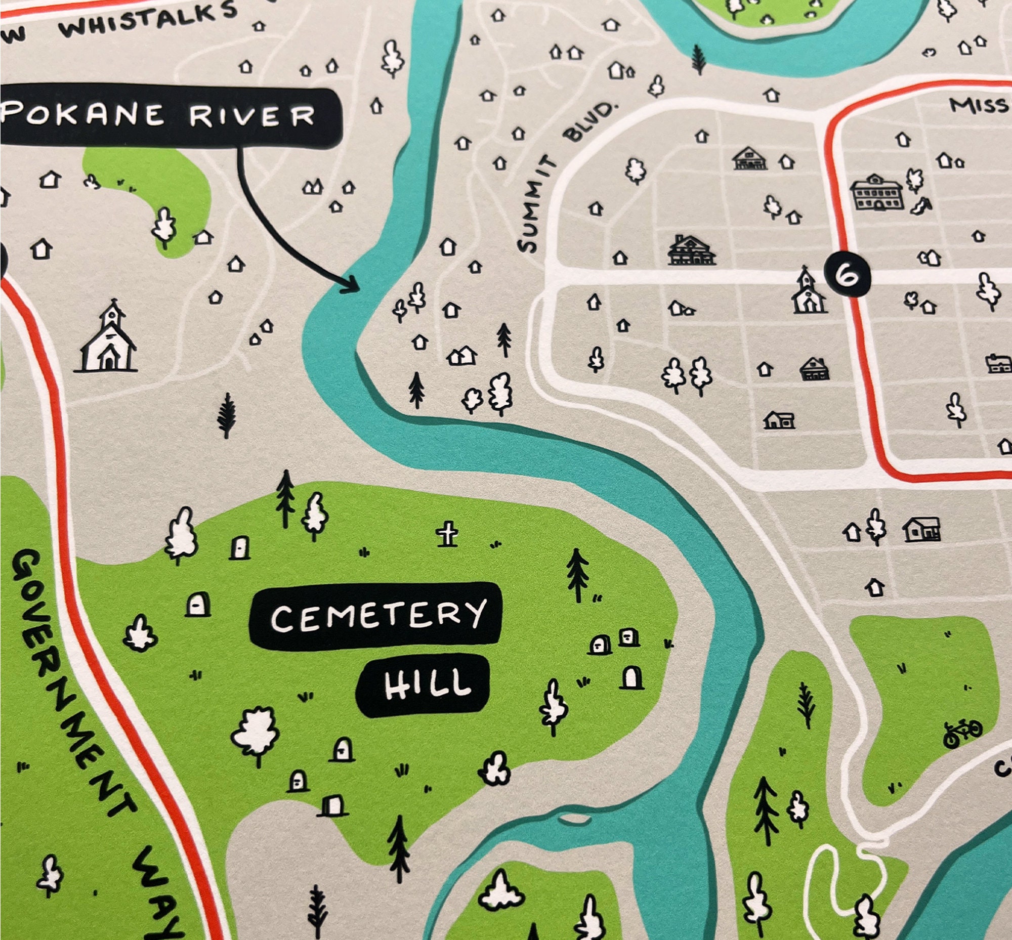 Spokane Bloomsday Course Map Illustrated Digital Print Etsy