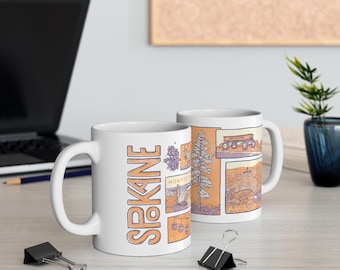 Spokane Mug: Illustrative Cityscape Coffee Mug