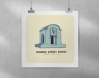 Monroe Street Bridge Skull Pavilion 8x8 Digital Print / Spokane Icons Series / Spokane, Washington