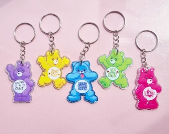 Sassy Swear Bears Glitter Resin Keyrings, Novelty Keyrings Gift, Sassy Gift, Secret Santa, Swear Bears, Gifts For Her, Cartoon Swearing Bear