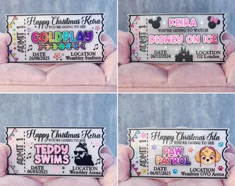 Personalised Acrylic Tickets - Concert Tickets, Event Tickets, Birthday Gift Reveal, Driving Lessons, Holiday Reveal, Christmas, Anniversary