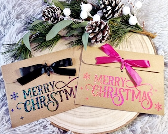 Personalised Christmas Gift Envelopes, Money Wallet, Gift Card Wallet, Surprise Gift Reveal Envelope, Christmas Money, Kraft Envelope