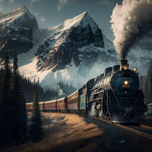 Train crossing the mountains
