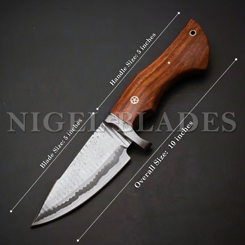 Handcrafted Bobcat Knife with Damascus Steel Blade & Rosewood Handle – 9 Inches main image 0