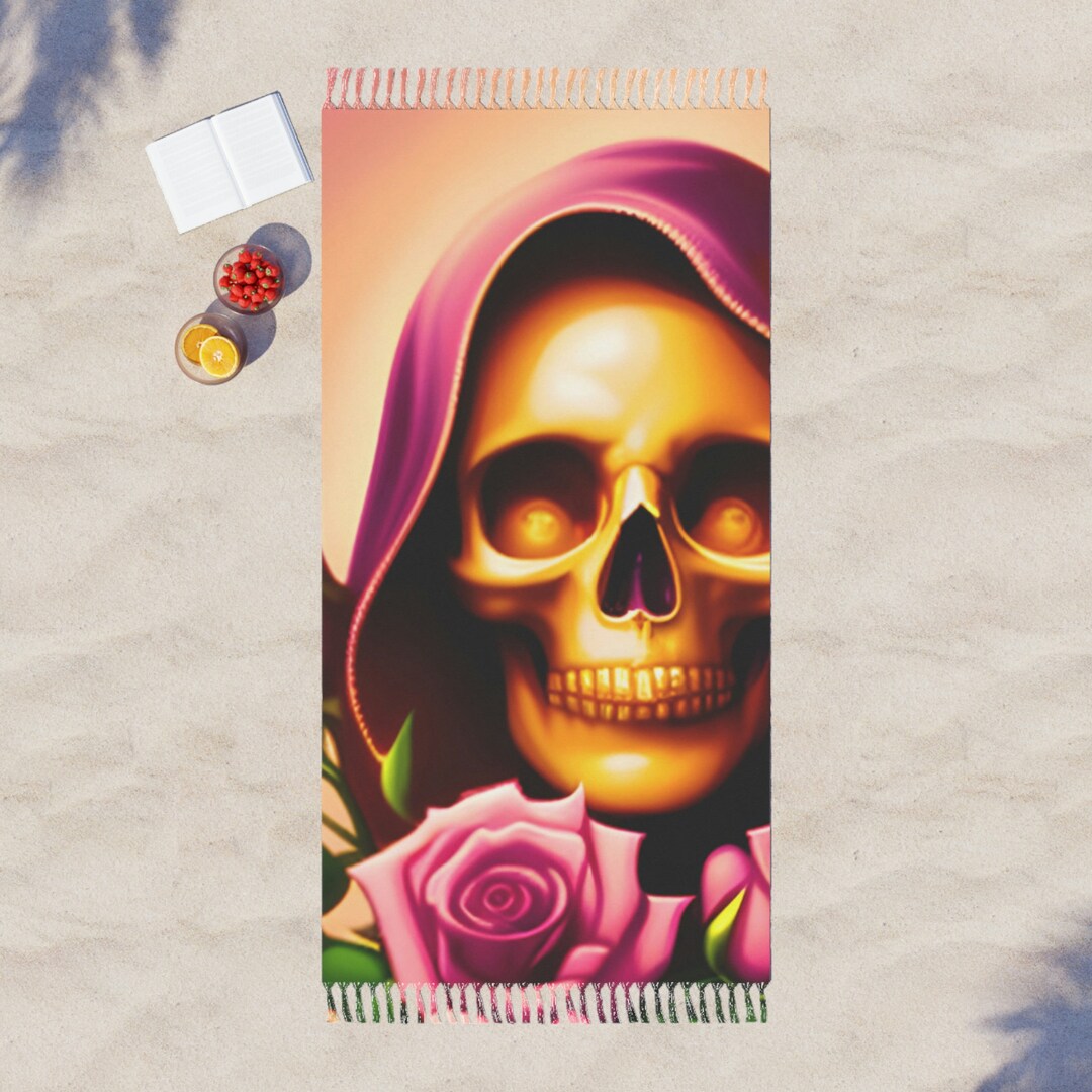 SKULL BEACH TOWEL Rosy Skull Boho Beach Cloth Etsy