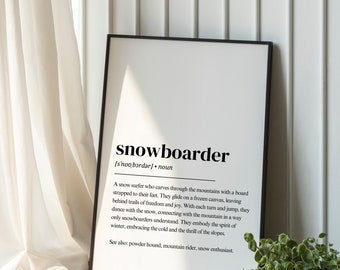 Snowboard Poster | Snowboard Definition | Snowboard gift | Snowboard Decoration | Skateboard Accessoire | Snowboard wall art | Winter quote