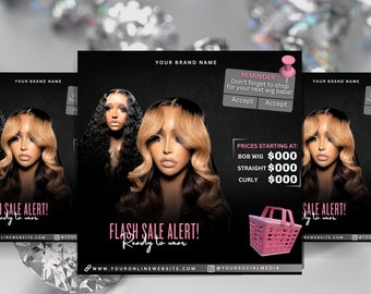 Wig sale discount flyer, Business flyer, Social media post, Editable on Canva, Hairstylist, Wig seller, Instagram post, Add to cart