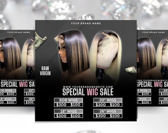 DIY Ready to wear wig flyer, Sale, Social media post, Editable on Canva, Graphic design, Hairstylist, Wig seller, Instagram post, Discount