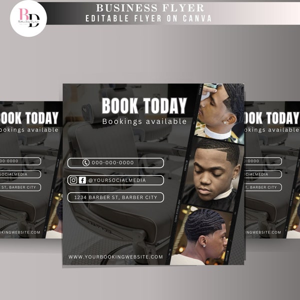 DIY Barber shop booking flyer, Book now, Bookings available, Editable on Canva,  Social media template, Instagram post