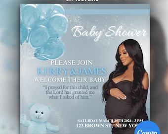 Baby shower invitation, Baby shower Flyer, Gender reveal invitation, Gender reveal Flyer, Editable template, Party Flyer, New born, Baby boy