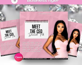 Meet the CEO flyer, Editable on Canva, Business flyer, Instagram Post, Facebook, Graphic design, Boutique, Beauty, Hairstylist, Lash, Nail
