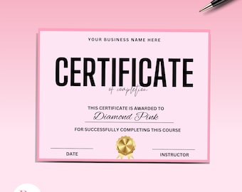 Editable Certificate of Completion Template, Canva template, Course completion, Instant download