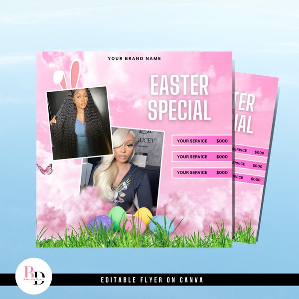 DIY Easter special flyer, Easter booking, Easter sale, March appointment, April, Hairstylist, Lashes, Nails, MUA, Braids, Discount, IG post