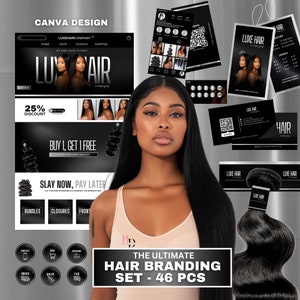 DIY Luxus Branding Set, Haar Bündel Tag, Haar Verlängerung, Branding Kit für Haar Verkäufer, Perücke, Hairstylist Hang Tags, Website Banner, Karten
