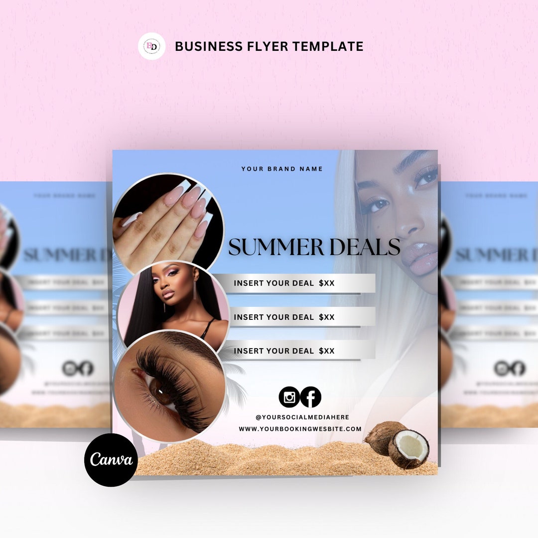 DIY Summer Flyer Template, July, August, Hair Booking, Hairstylist ...