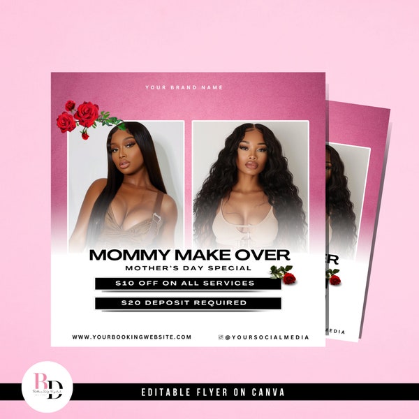 Mothers day booking flyer, Mothers day special flyer, DIY template, Canva design, Instagram, may flyer, Mothers day discount, Appointment