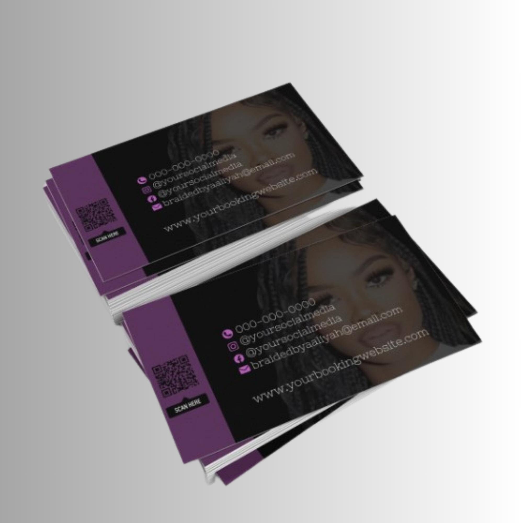 DIY Premade Hair Braider Business Cards Purple Editable Etsy