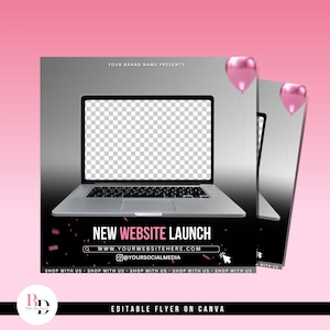 DIY New website launch flyer, Announcement, Website coming soon, Website flyer, Editable on canva, Instagram post template, Business owner