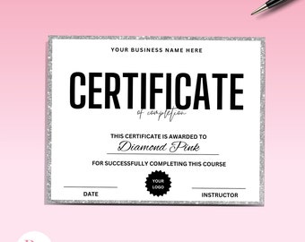 Editable Certificate of Completion Template, Canva template, Course completion, Instant download