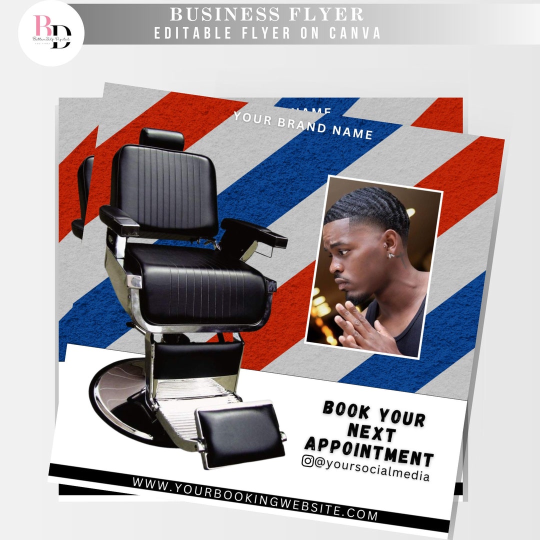 DIY Barber Shop Appointment Available Flyer Book Now Red Etsy