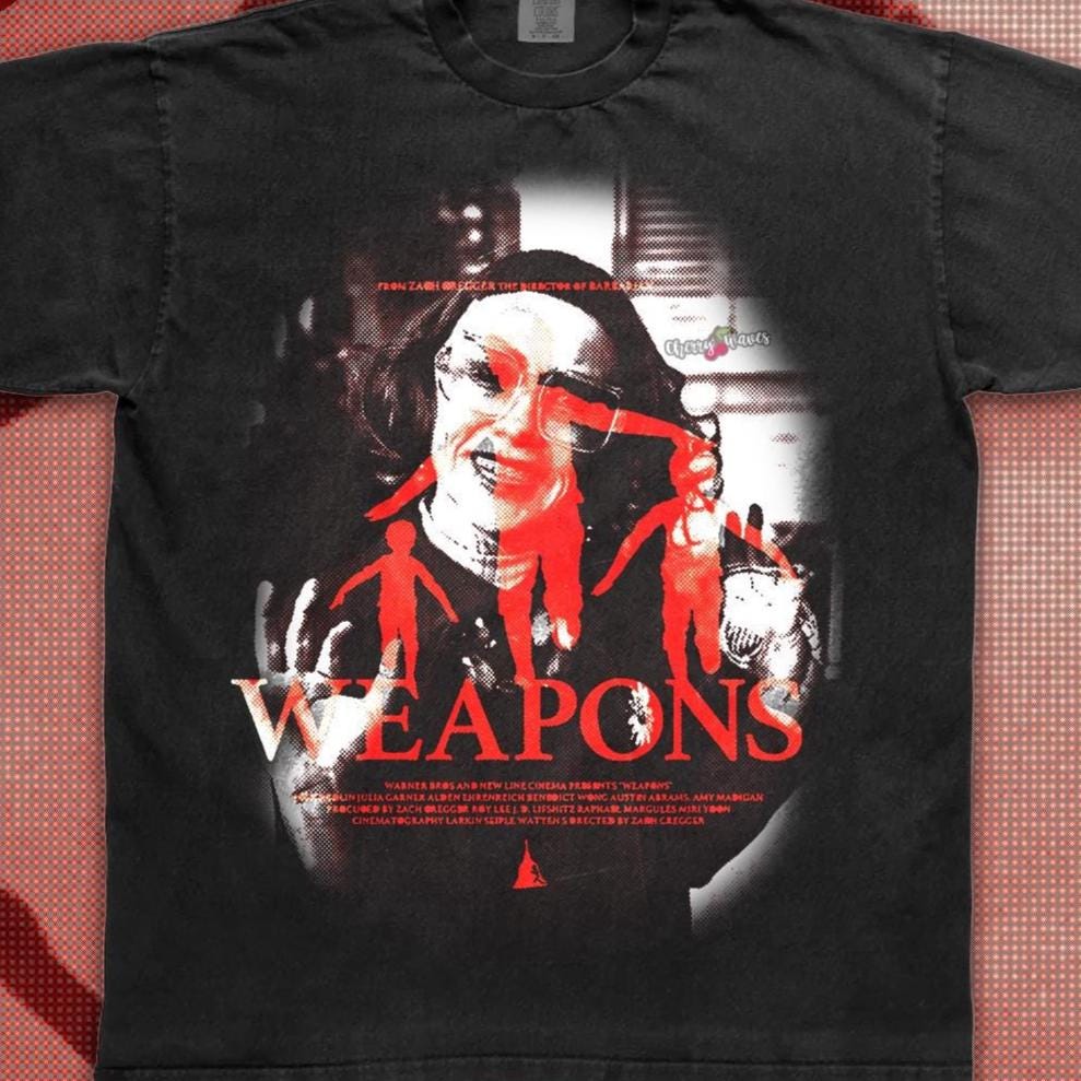 映画「ウェポンズ」Tシャツ、映画「ウェポンズ 2025」Tシャツ