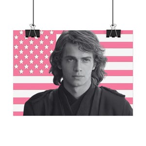 Poster Anakin Skywalker, drapeau américain rose, affiches laminées de Star Wars La Revanche des Sith, art mural, décoration d'intérieur, décoration de chambre, cadeau de fan