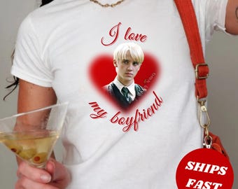 Draco 'I Love My Boyfriend' Baby Tee, Malfoy Funny Shirt, Potter Fan Gift