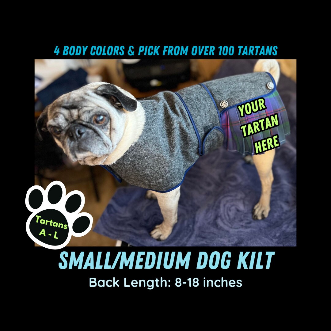 Dog Kilt Custom Small and Medium Breeds Back Length SIZE 818 Inches