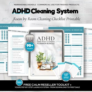 ADHD Cleaning System Bundle, Room-by-Room Checklist, Low Energy Home Reset (Digital Download)