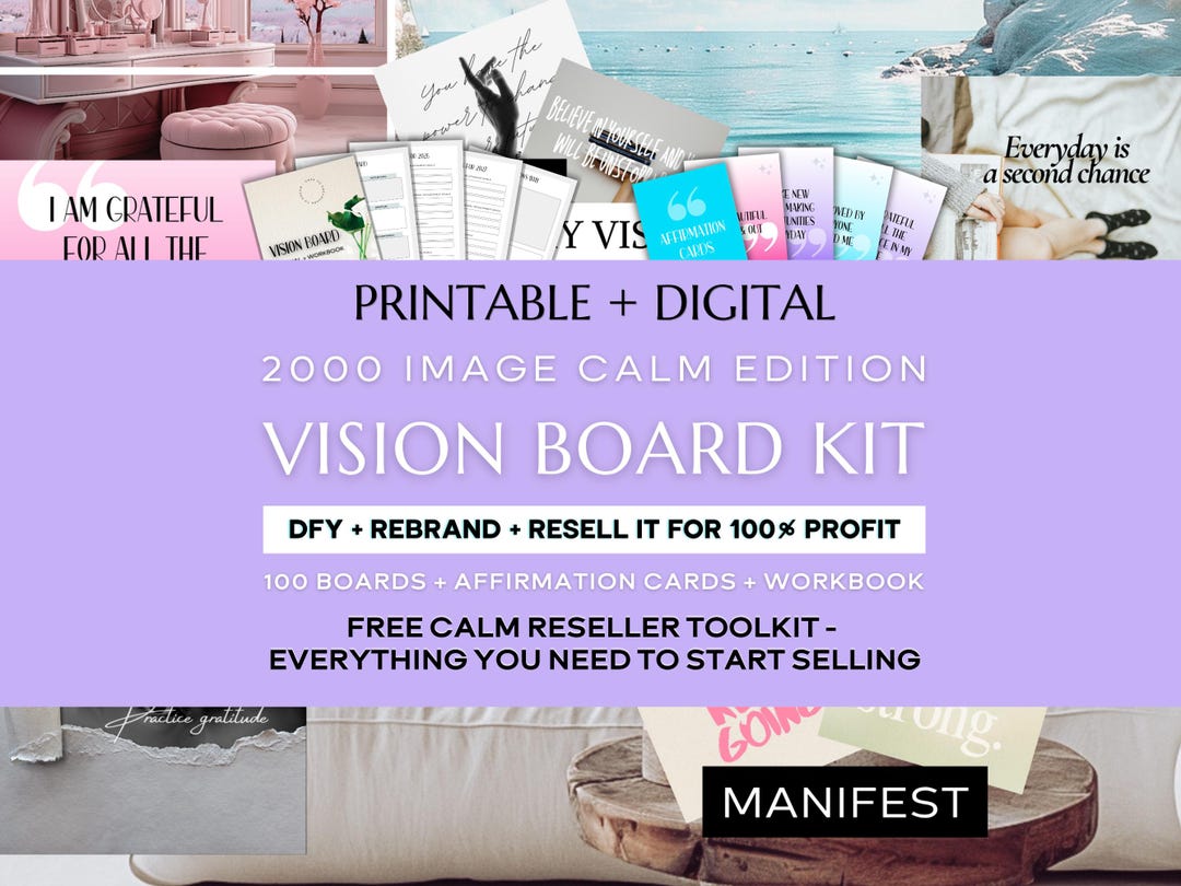 2026 Vision Board Bundle PLR | Vision Board Canva Templates ...