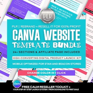 Paquete de plantillas web de Canva, página de alta conversión para el lanzamiento de productos digitales Stan Store, Beacon Neurodivergent PLR