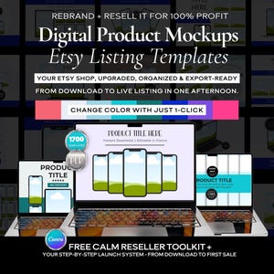 Digital Product Mockups, Etsy Listing Templates, Shop Upgrade and Refresh, Done For You Listing System